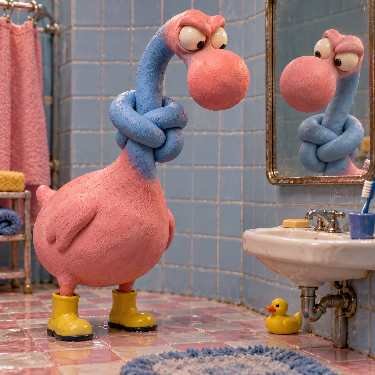 Flamingo mirror scene